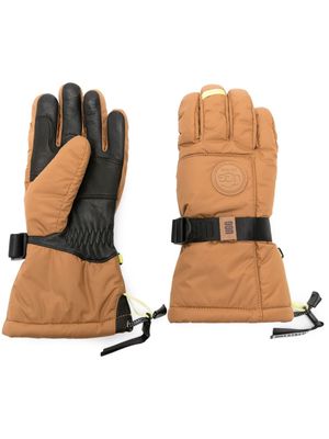 UGG logo-patch panelled gloves - Brown