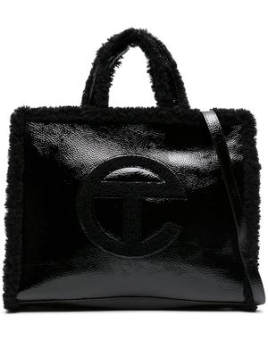 UGG x Telfar medium Shopper crinkled-patent tote bag - Black