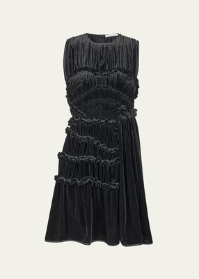 Uki Smocked Sleeveless Velvet Mini Dress