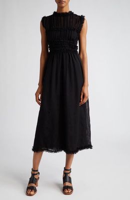 Ulla Johnson Aberdeen Wool Midi Dress in Noir