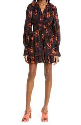 Ulla Johnson Adara Floral Long Sleeve Silk Dress in Valerian