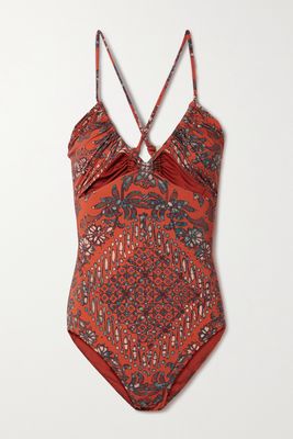 Ulla Johnson - Akami Cutout Printed Swimsuit - Red
