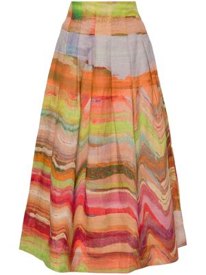 Ulla Johnson Alessandra abstract-print skirt - Orange
