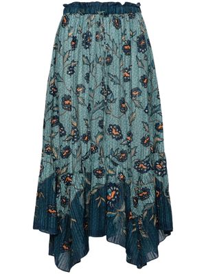 Ulla Johnson Alice floral-print midi skirt - Blue