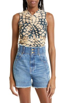 Ulla Johnson Allie Print Ruched Tank in Fossil