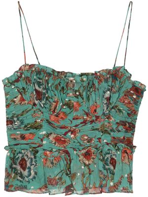 Ulla Johnson Amabel floral-print silk top - Green