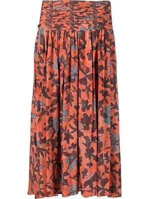 Ulla Johnson Amaia floral-print midi skirt - Orange