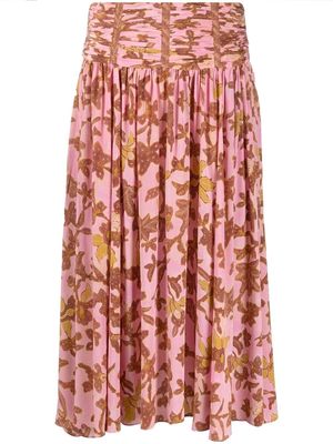 Ulla Johnson Amaia floral-print midi skirt - Pink