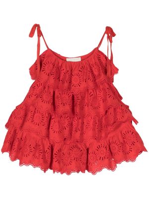 Ulla Johnson Amelie broderie anglaise top - Red
