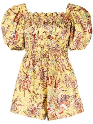 Ulla Johnson Arlo floral-print cotton playsuit - Yellow