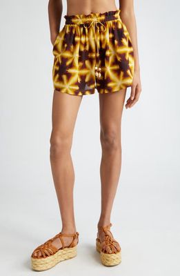 Ulla Johnson Bijou Tie Dye Beach Shorts in Amber