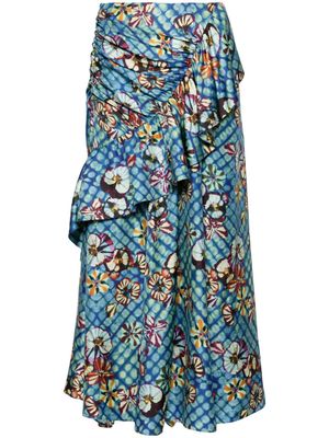 Ulla Johnson Bridget floral-print silk skirt - Blue