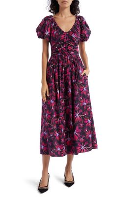 Ulla Johnson Cecile Floral Puff Sleeve Cotton Dress in Zinnia