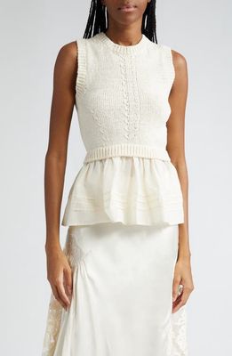 Ulla Johnson Edda Peplum Sweater Vest in Ivory