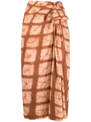 Ulla Johnson Ember drape-detail midi skirt - Orange