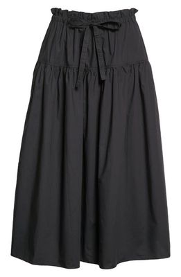 Ulla Johnson Fernanda Printed Tiered Skirt in Noir