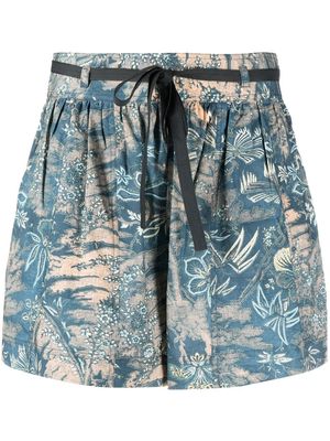 Ulla Johnson floral print belted shorts - Blue