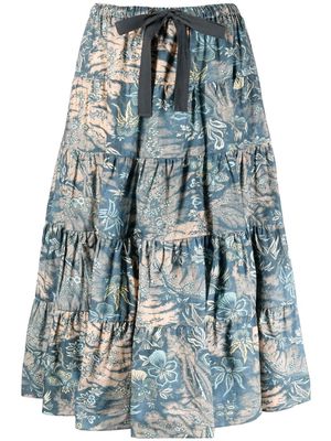 Ulla Johnson floral print drawstring waist skirt - Blue