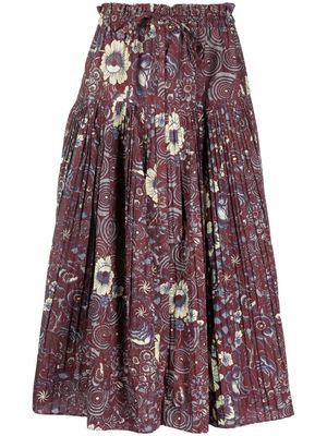 Ulla Johnson floral-print pleated skirt - Red