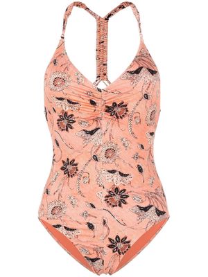 Ulla Johnson floral-print strappy swimsuit - Orange