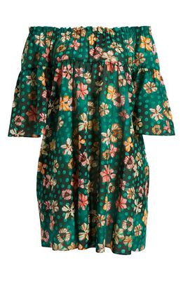 Ulla Johnson Gallia Floral Off the Shoulder Cover-Up Dress in Veridian