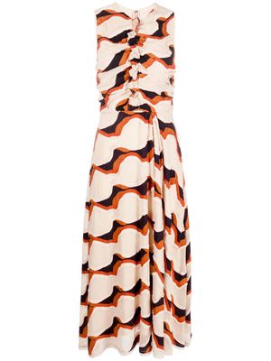 Ulla Johnson geometric-pattern print draped dress - Neutrals