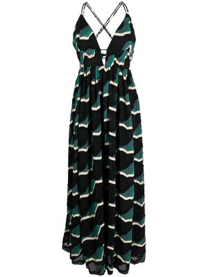 Ulla Johnson geometric-pattern print V-neck dress - Black