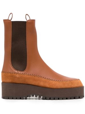 Ulla Johnson Jodie whipstitch-trim leather chelsea boots - Brown