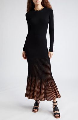Ulla Johnson Magnolia Rib Long Sleeve Sweater Dress in Black/Gild