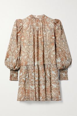 Ulla Johnson - Maja Printed Cotton-blend Mini Dress - Brown
