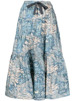 Ulla Johnson Makana floral-print midi skirt - Blue