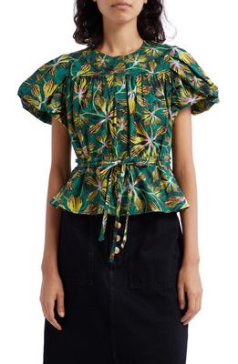 Ulla Johnson Mila Floral Print Puff Sleeve Top in Tigerlily