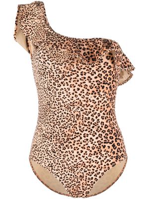 Ulla Johnson one-shoulder slow leopard swimsuit - Neutrals