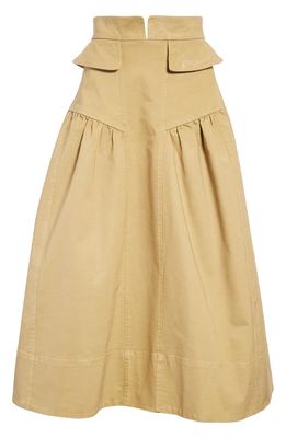 Ulla Johnson Otto Fit & Flare Cotton Utility Skirt in Willow