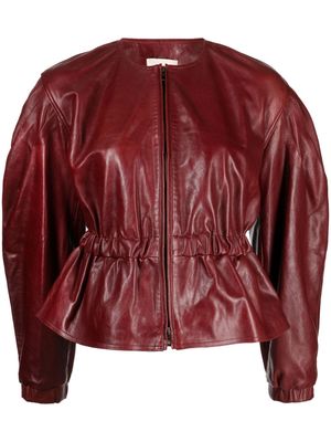 Ulla Johnson puff-sleeve leather jacket - Red