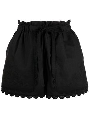 Ulla Johnson scallop-edge embroidered mini shorts - Black