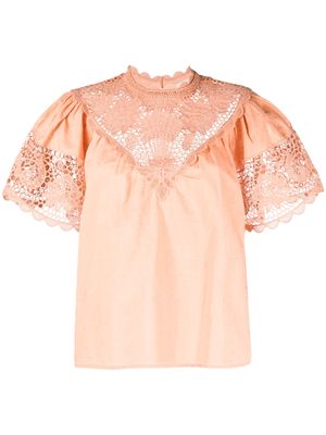 Ulla Johnson Sofia crochet-panel blouse - Pink