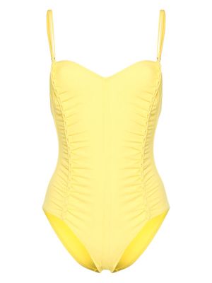 Ulla Johnson sweetheart-neck ruched swimsuit - Yellow