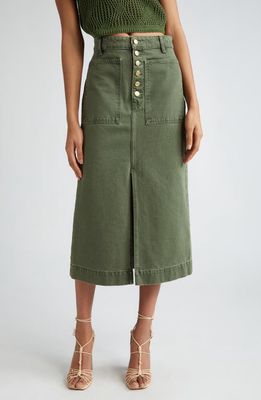 Ulla Johnson The Bea Denim Midi Skirt in Juniper Wash