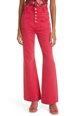 Ulla Johnson The Lou Button Fly Flare Jeans in Orchid Wash