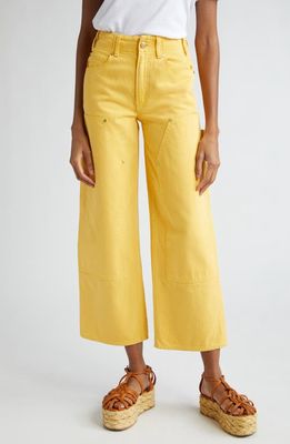 Ulla Johnson The Olympia Crop Wide Leg Jeans in Dandelion Wash at Nordstrom, Size 28