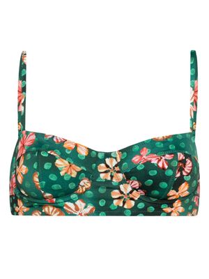 Ulla Johnson Zahara floral-print bikini top - Green