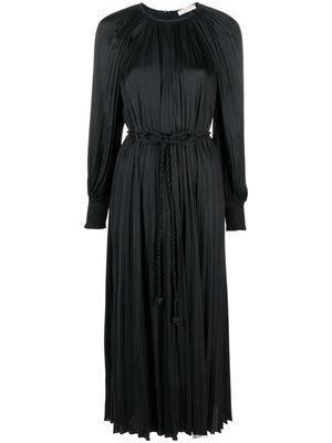Ulla Johnson Zora plissé-effect satin dress - Black