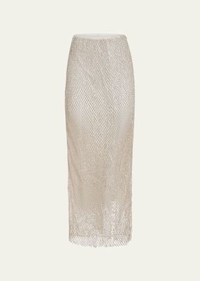 Ulla Mesh Rhinestone-Embellished Pencil Skirt