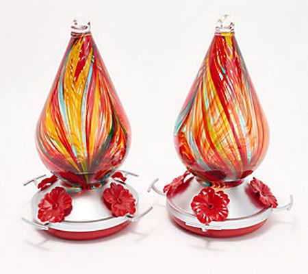 Ultimate Innovations Set of 2 Glass Hummingbird Feeders