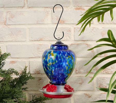 Ultimate Innovations Speckled Glass Hummingbird Feeder