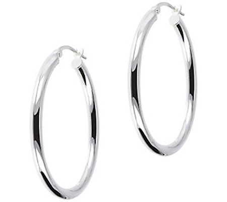 UltraFine Silver 1-1/2" Oval Polished Hoop Earr ings