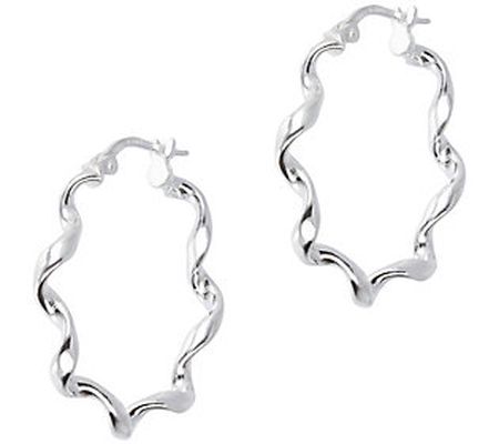 UltraFine Silver 1" Round Twisted Hoop Earrings