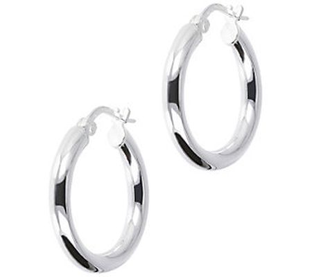 UltraFine Silver 3/4" Round Polished Hoop Earri ngs