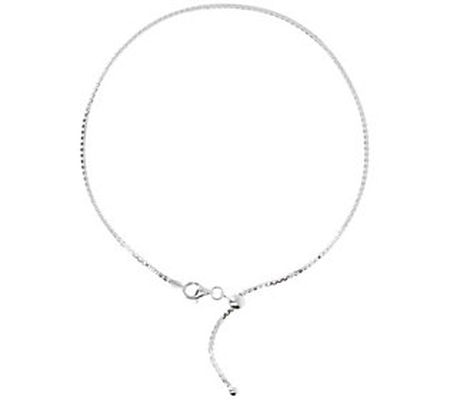 UltraFine Silver Adjustable Box Chain Ankle Bra celet, 3.7g